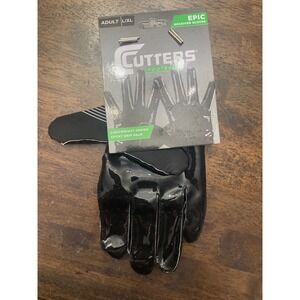 Cutters Epic Football Receiver Gloves Black White Sticky Grip Adult L/XL New